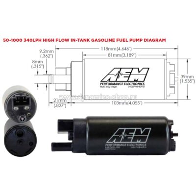 AEM 50-1000 AEM Fuel pump 340 l/h with installation kit AEM 50-1000 AEM Fuel pump 340 l/h with installation kit
