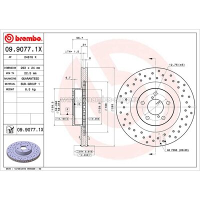 BREMBO 09.9077.1X DIsc Xtra front for SUBARU Impreza I Forester I Outback I 5x100 I 293x24mm BREMBO 09.9077.1X DIsc Xtra front for SUBARU Impreza I Forester I Outback I 5x100 I 293x24mm