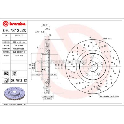 BREMBO 09.7812.2X Диск передний для SUBARU Impreza WRX STI 5x114.3 I 326x30mm BREMBO 09.7812.2X Диск передний для SUBARU Impreza WRX STI 5x114.3 I 326x30mm