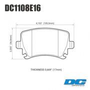 DC BRAKES DC1108E16 Колодки RT.2 задние для AUDI A3 I A4 I A6 I TT, VOLKSWAGEN Golf I Tiguan I Passat I Scirocco I Jetta