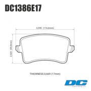 DC BRAKES DC1386E17 Колодки RT.2 задние для AUDI A4 I A5 I A6 I A7 I A8 I Q5 I RS6