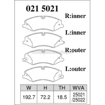 DIXCEL ES-021 5021 Pads Extra Speed front for LAND ROVER Defender I Discovery I RANGE ROVER Sport DIXCEL ES-021 5021 Pads Extra Speed front for LAND ROVER Defender I Discovery I RANGE ROVER Sport