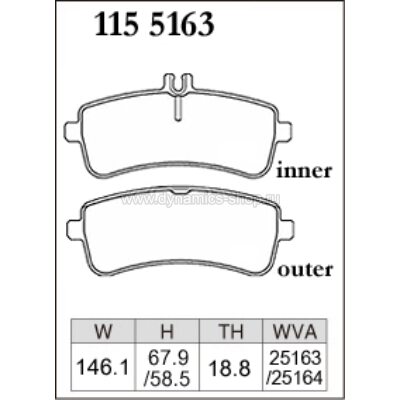 DIXCEL P-115 5163 Колодки Premium type задние для MERCEDES AMG GT I C-Класс I S-Класс I SL DIXCEL P-115 5163 Колодки Premium type задние для MERCEDES AMG GT I C-Класс I S-Класс I SL