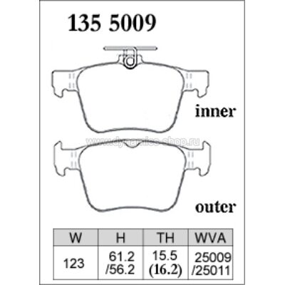DIXCEL P-135 5009 Pads Premium type rear for AUDI A3 I TT I VOLKSWAGEN Golf 7 DIXCEL P-135 5009 Pads Premium type rear for AUDI A3 I TT I VOLKSWAGEN Golf 7
