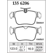 DIXCEL Z-135 6206 Колодки Z type задние для AUDI A3 Sportback, VOLKSWAGEN Golf (VIII) (2.0) GTI Clubsport, CUPRA Formentor (2.0) TSI 4Drive