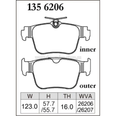 DIXCEL Z-135 6206 Pads Z type rear for AUDI A3 Sportback, VOLKSWAGEN Golf (VIII) (2.0) GTI Clubsport, CUPRA Formentor (2.0) TSI 4Drive DIXCEL Z-135 6206 Pads Z type rear for AUDI A3 Sportback, VOLKSWAGEN Golf (VIII) (2.0) GTI Clubsport, CUPRA Formentor (2.0) TSI 4Drive