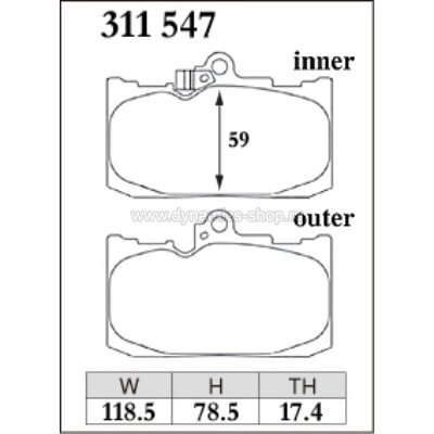 DIXCEL ES-311 547 Pads Extra Speed front for TOYOTA Mark X, LEXUS GS I IS I RC DIXCEL ES-311 547 Pads Extra Speed front for TOYOTA Mark X, LEXUS GS I IS I RC