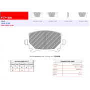 FERODO RACING FCP1636H Pads DS2500 rear for AUDI A3 I A4 I A6 I TT, VOLKSWAGEN Golf I Jetta I Passat I Scirocco