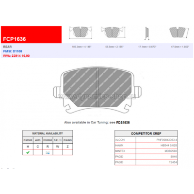 FERODO RACING FCP1636H Колодки DS2500 задние для AUDI A3 I A4 I A6 I TT, VOLKSWAGEN Golf I Jetta I Passat I Scirocco FERODO RACING FCP1636H Колодки DS2500 задние для AUDI A3 I A4 I A6 I TT, VOLKSWAGEN Golf I Jetta I Passat I Scirocco