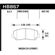 HAWK HB867Y.622 Колодки LTS передние для MAZDA CX-5 (KE, GH, KF)