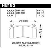HAWK HB193N.670 Колодки compound HP Plus задние для BMW M2, AUDI R8, FERRARI F40 I F50, LAMBORGHINI Diablo