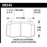 HAWK HB545F.564 Колодки compound HPS передние для NISSAN 350Z (BREMBO), HONDA Integra