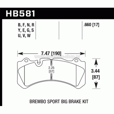 HAWK HB581N.660 Pads compound HP Plus front for BREMBO 6POT I TYPE: J, N HAWK HB581N.660 Pads compound HP Plus front for BREMBO 6POT I TYPE: J, N