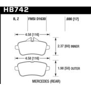 HAWK HB742B.690 Колодки HPS 5.0 I Street 5.0 задние для MERCEDES А-Класс I CLA I GLA AMG I GL-Класс I GLE