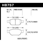 HAWK HB757F.758 Колодки compound HPS передние для AUDI A6 Allroad I A7