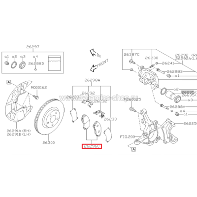 SUBARU 26296SJ020 Колодки передние для SUBARU Forester 2019 SUBARU 26296SJ020 Колодки передние для SUBARU Forester 2019