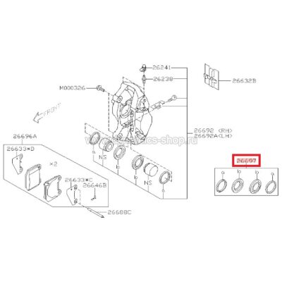 SUBARU 26697FG000 Repair kit for rear calipers STI BREMBO (Black I Left and right caliper) 2POT SUBARU 26697FG000 Repair kit for rear calipers STI BREMBO (Black I Left and right caliper) 2POT