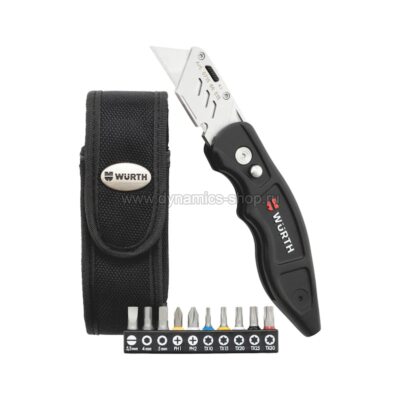WURTH 071566 516 Knife I Cutter with trapezoidal blade, bits and cover WURTH 071566 516 Knife I Cutter with trapezoidal blade, bits and cover